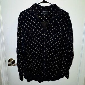 Madewell Zig Zag Ikat Print Oversized Ex-Boyfriend Button-Up Shirt